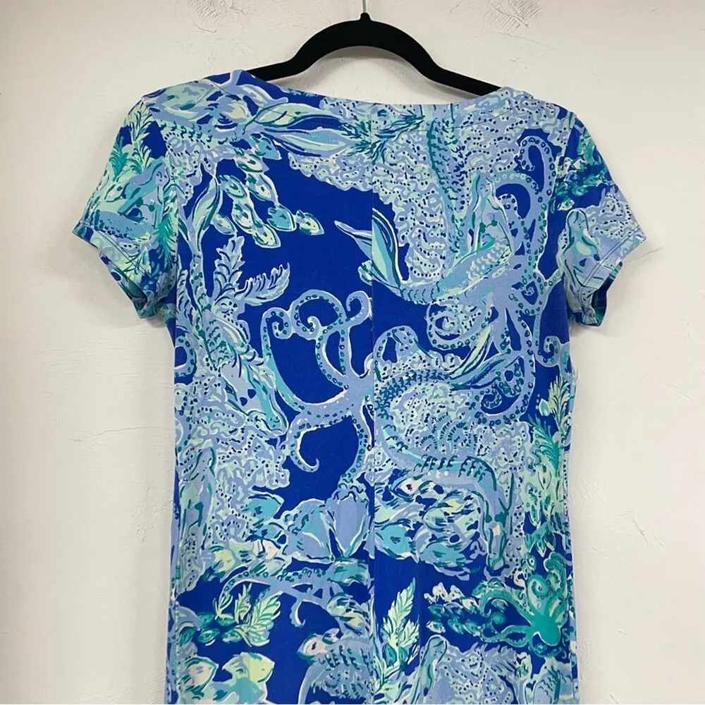 Lilly Pulitzer Blue Green Short Sleeve Mini Dress Women XS Beach Vacation Cruise - Image 6