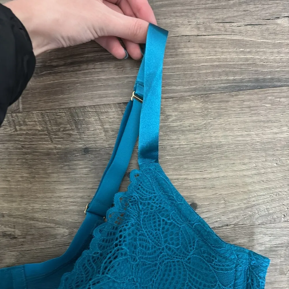 Cacique French Balconette blue open cup bra with over lace - Image 4