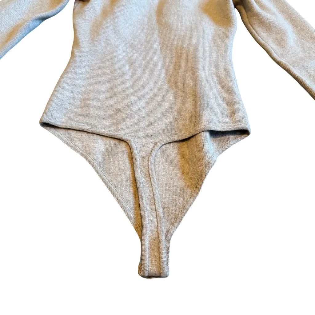 Abercrombie & Fitch Long Sleeve Taupe Bodysuit Shirt Top Thong Back Size Small - Image 9