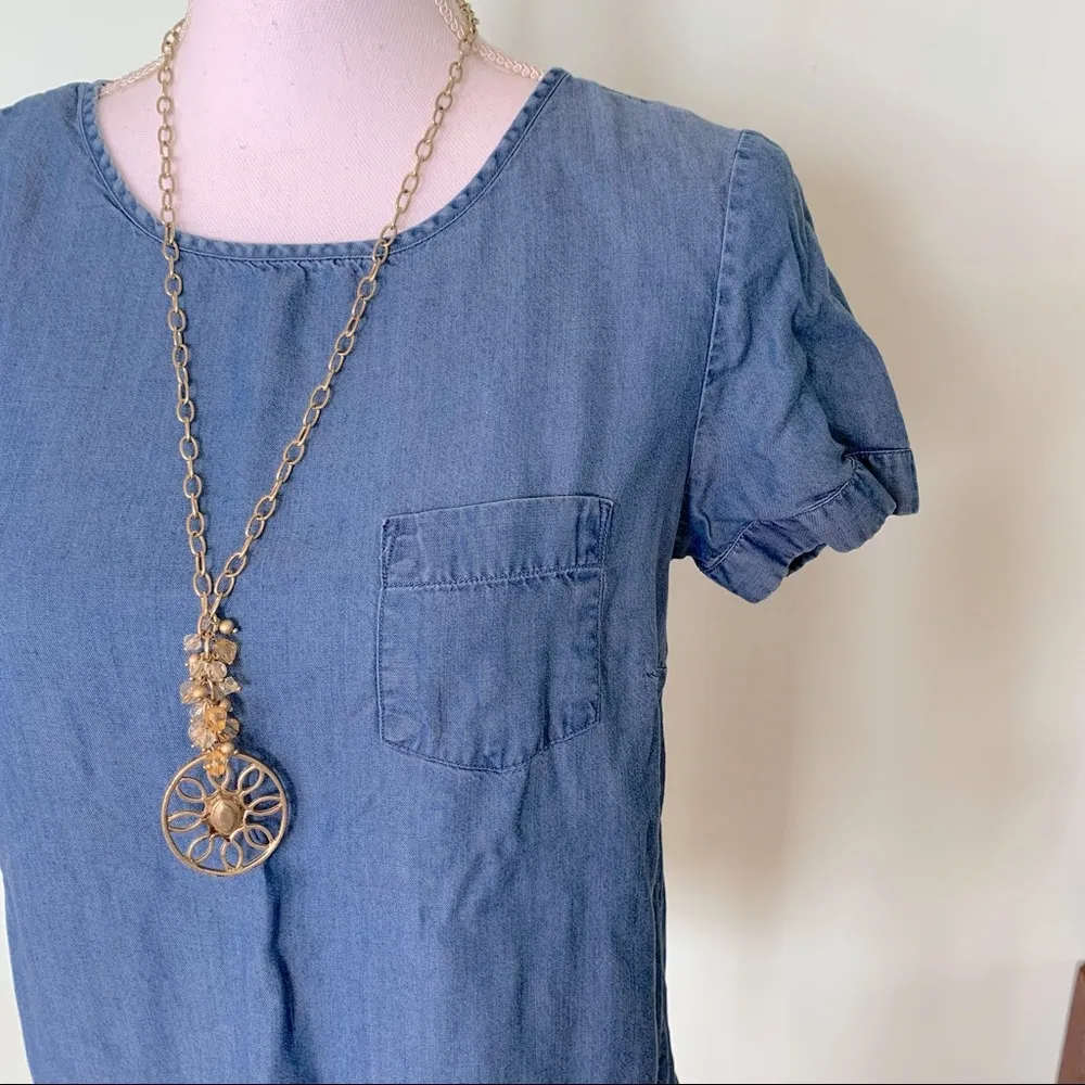 LC Lauren Conrad Chambray Denim Side Tie Top XS - Image 3