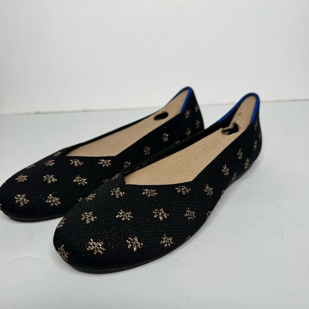 Rothy's The Point ballet flats in a black daisy sparkle pattern size 7.5 - Image 7