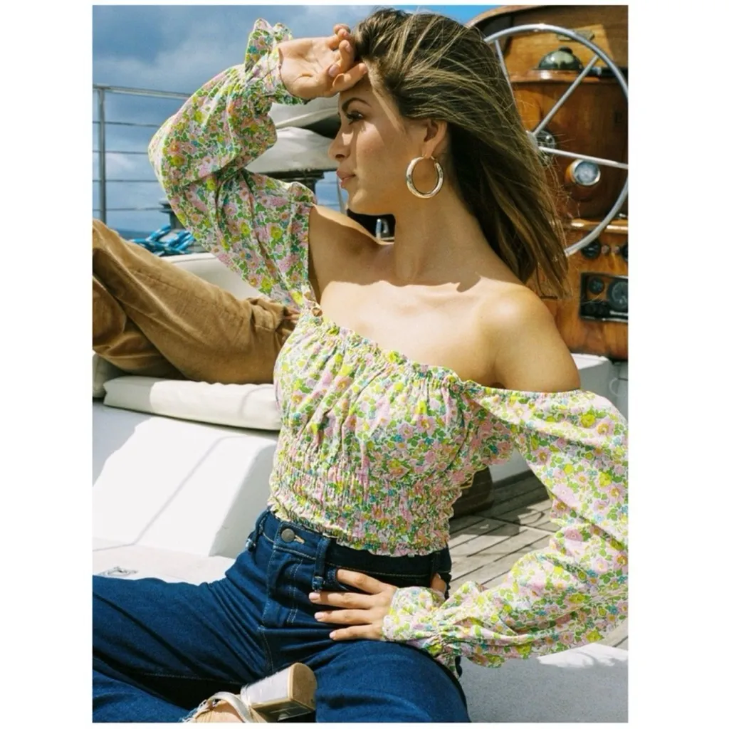 WITH JÉAN Fonda Top, Pansies, Medium - Image 2