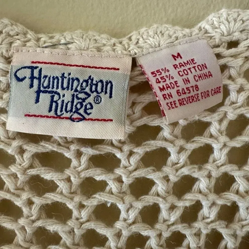 Huntington Ridge Ramie Cotton Cream Botton Boho Festival Crochet Vest M # 2244 Size M - Image 9