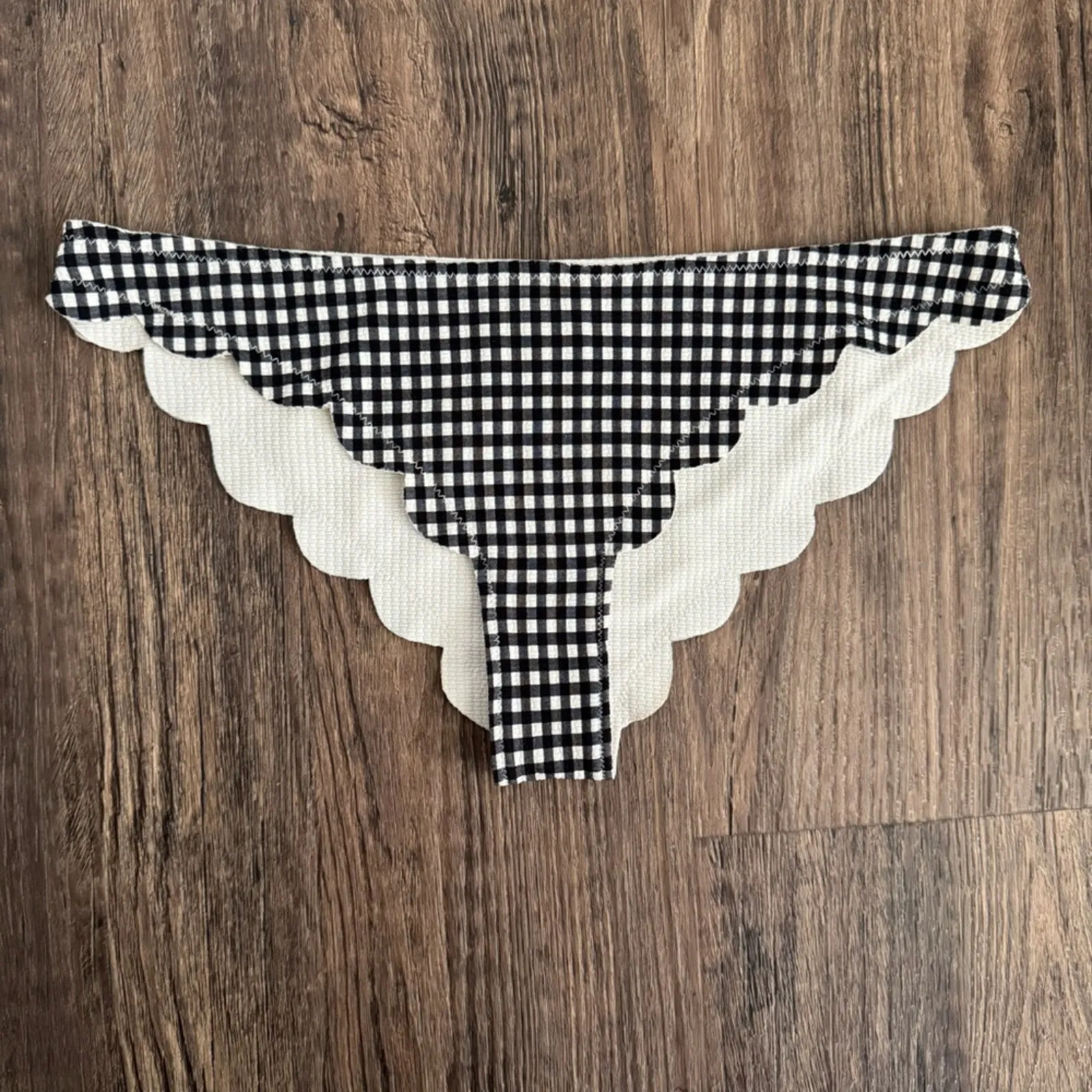 Marysia Swim Broadway Bikini Bottom in Gingham Black/White Print Size Medium Black - Image 3