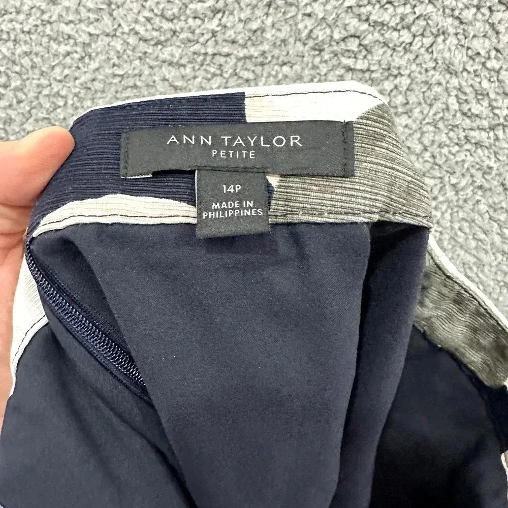 Ann Taylor Pencil Skirt Womens Size 14P Blue Orange Blossom‎ Artsy Career Office - Image 5