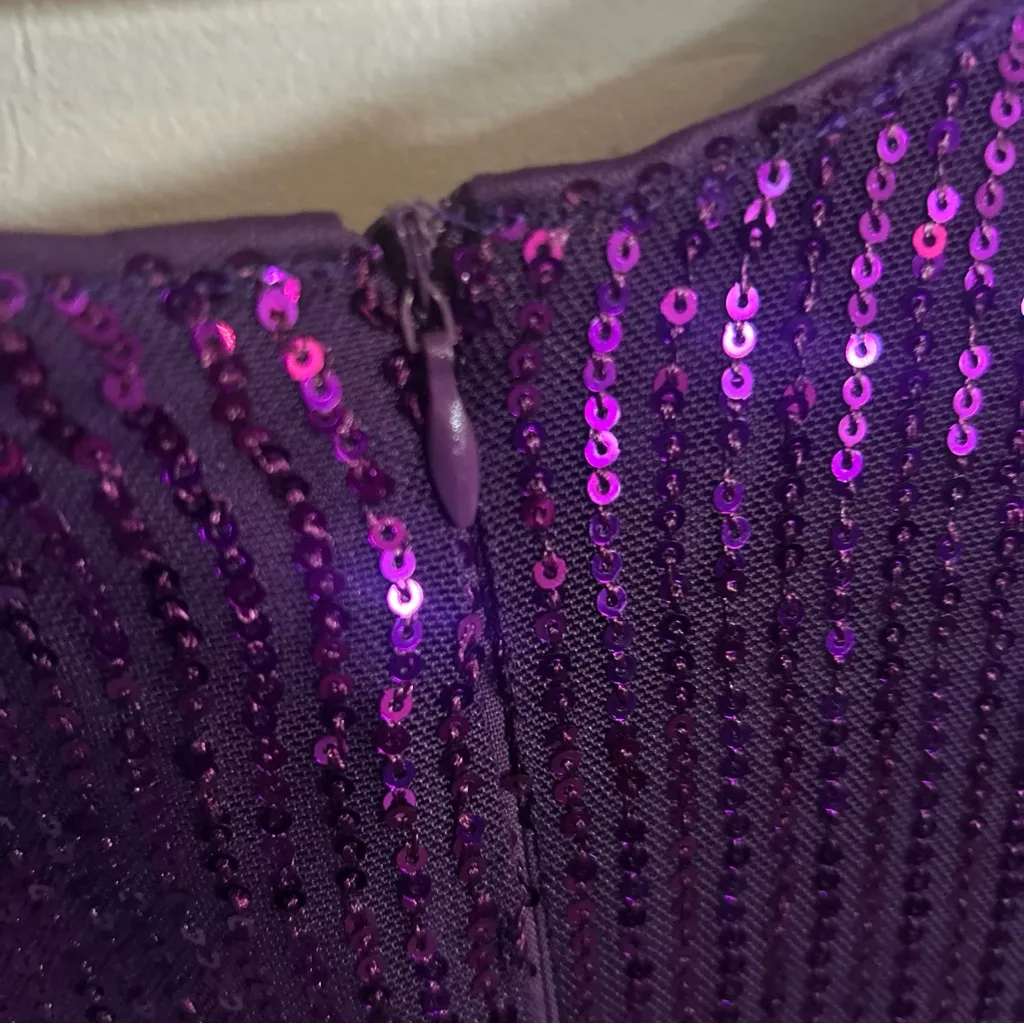 NWT JASAMBAC Women’s Purple Short Sequence Formal dress Sz XL - Image 6