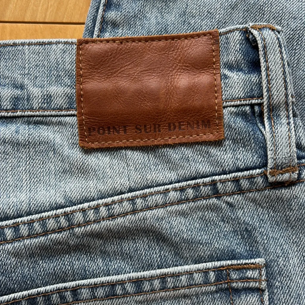 J Crew point sur distressed button fly light wash denim straight leg jeans - Image 2