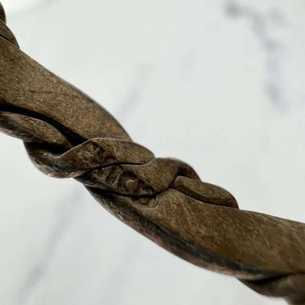 Vintage Mexico Silver Tone Braided Flat Bangle Bracelet ✨ - Image 2