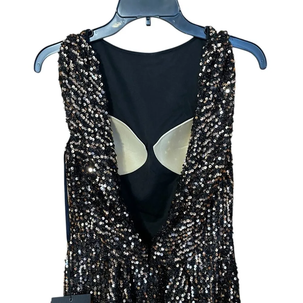 Mac Duggal Bronze Cowl Back Boat Neck Sequined Evening Gown 26331 Size 2 NEW - Image 8