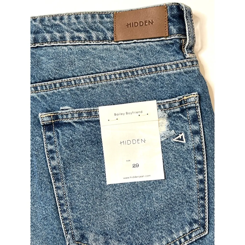 Hidden Bailey Boyfriend Denim Dark Wash Destructed Jeans Sz 29 Women - Image 10