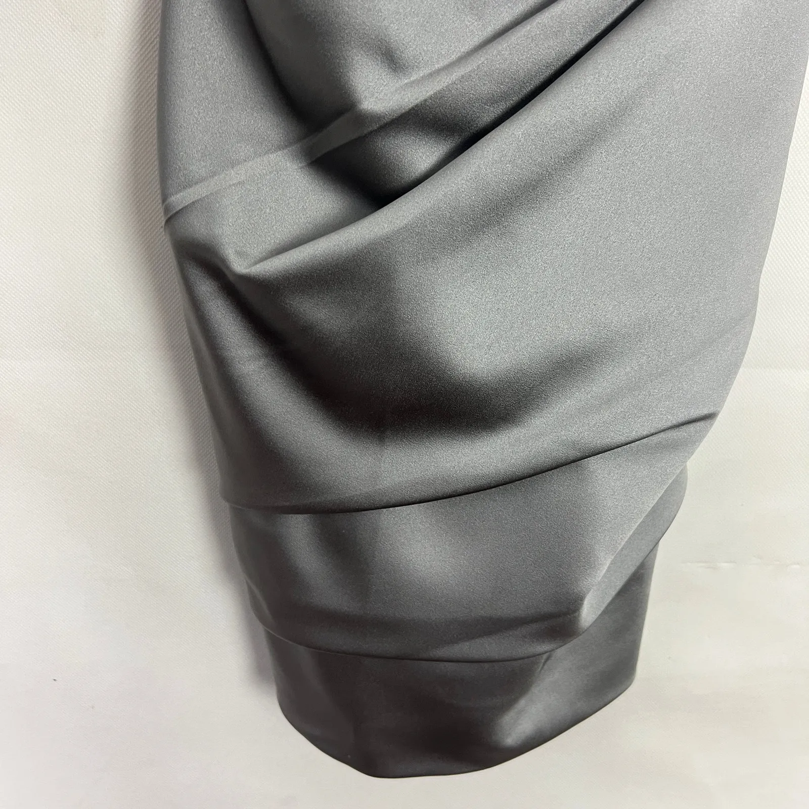 David's Bridal Strapless Pleated Silver Mini Dress Size 4 - Image 3