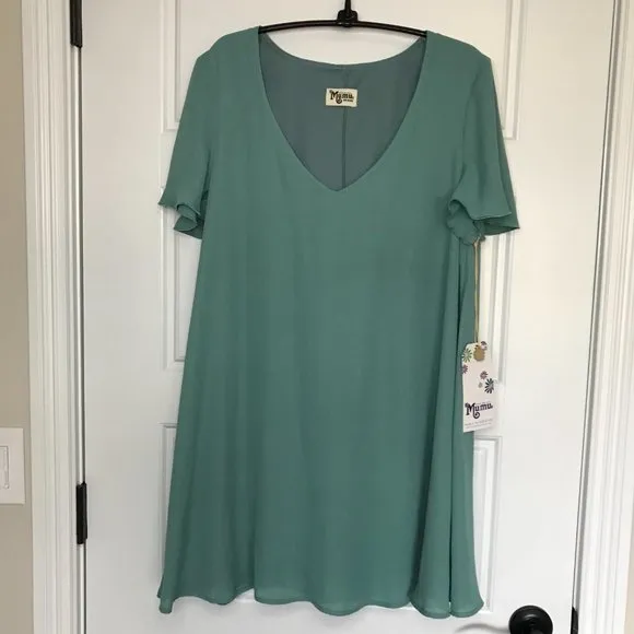 Show‎ Me Your Mumu Women's Teal Chiffon Kylie Mini Dress Size Medium NEW - Image 3
