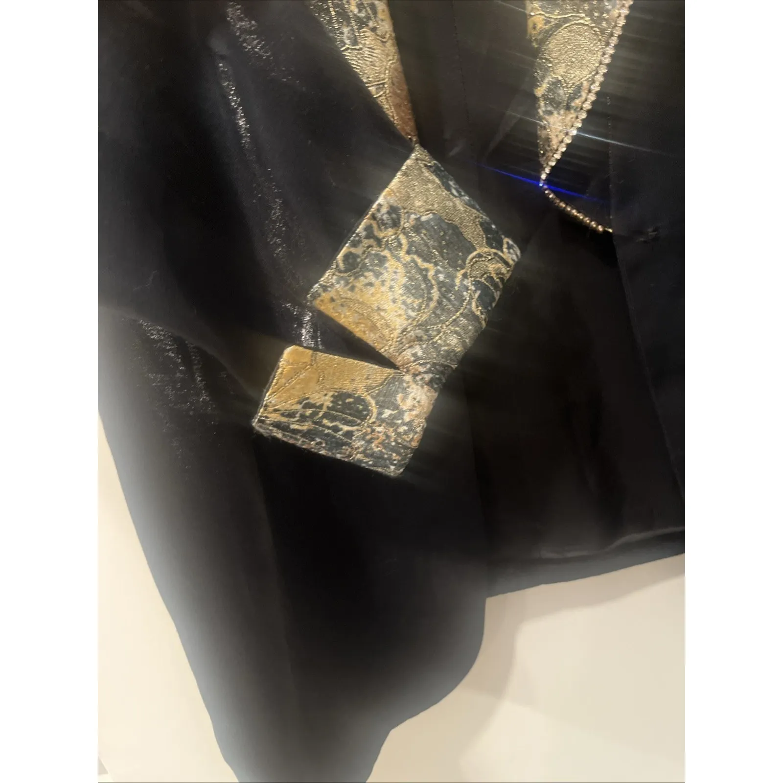 Vintage Daniela Neicy's Black Gold Statement Blazer Floral Rhinestones Size 12 - Image 8