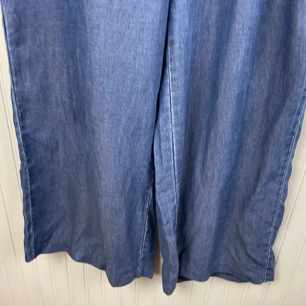J. McLaughlin Lyocell Linen Chambray Blue Denim Wide Leg Crop Pants Size 14 - Image 6