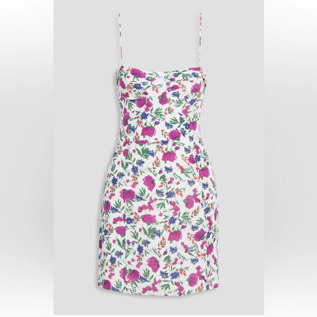 Vix Paula Hermanny Clover Yana Floral Mini Dress in White XS Linen Rayon - Image 3