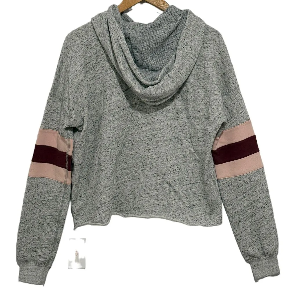 Womens Abercrombie Fitch A&F Gray Pink Colorblock Long Sleeve Hoodie Size Medium - Image 2
