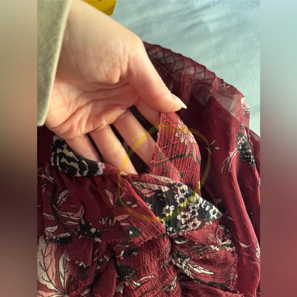 NEW $1060 ETRO Italy Floral Maroon Dark Red Sheet Silk Lightweight Blouse US 4 - Image 7