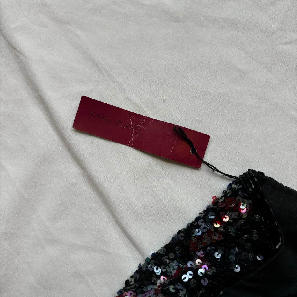 NEW WITH TAGS Emma Black Silk embellished Sequin Halter Crop Top Cami tank top Size 6 - Image 8