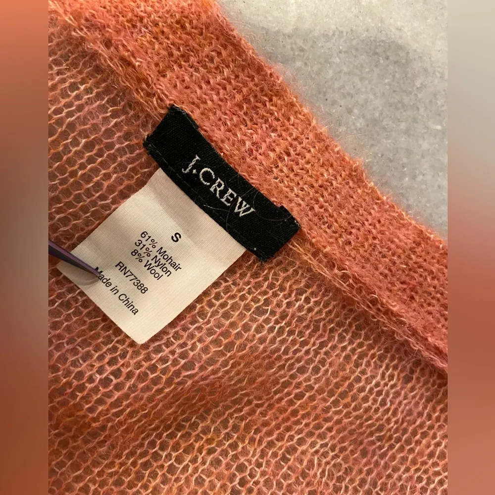 J. Crew Size S Coral Pink Sheer Lightweight 3/4 Sleeve Mohair Button Cardigan - Image 9