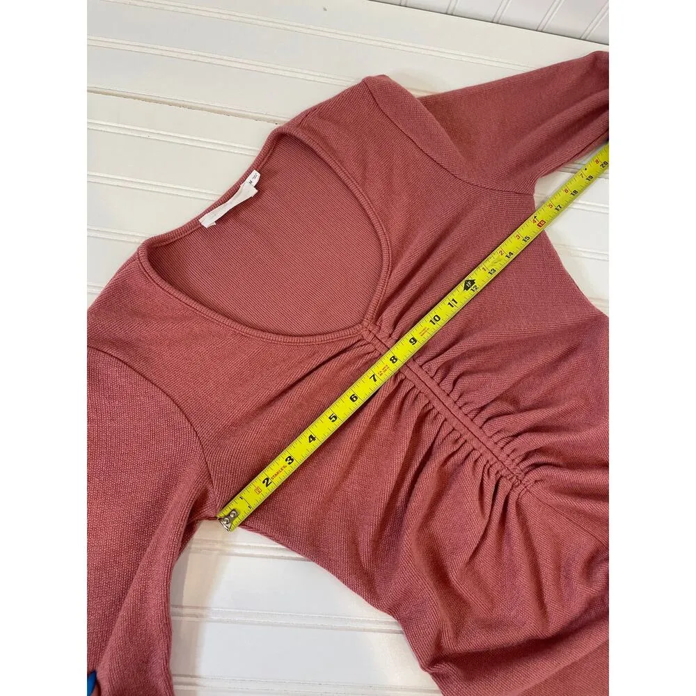 All in Favor Cinch Front Long Sleeve V-Neck Pullover Midi Sweater Dress Size M - Image 6