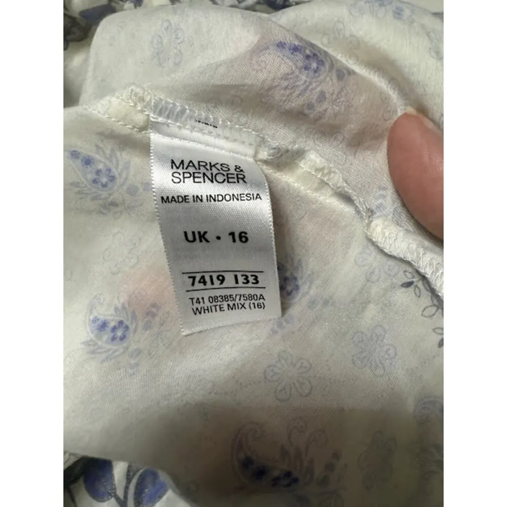 Marks & Spencer Sheer Blouse Women's Size 16 Paisley Western Tie - Image 6