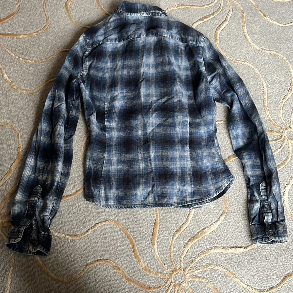 BDG | Slim Fitted Flannel Collared Shirt XS Blue Gray - Image 4
