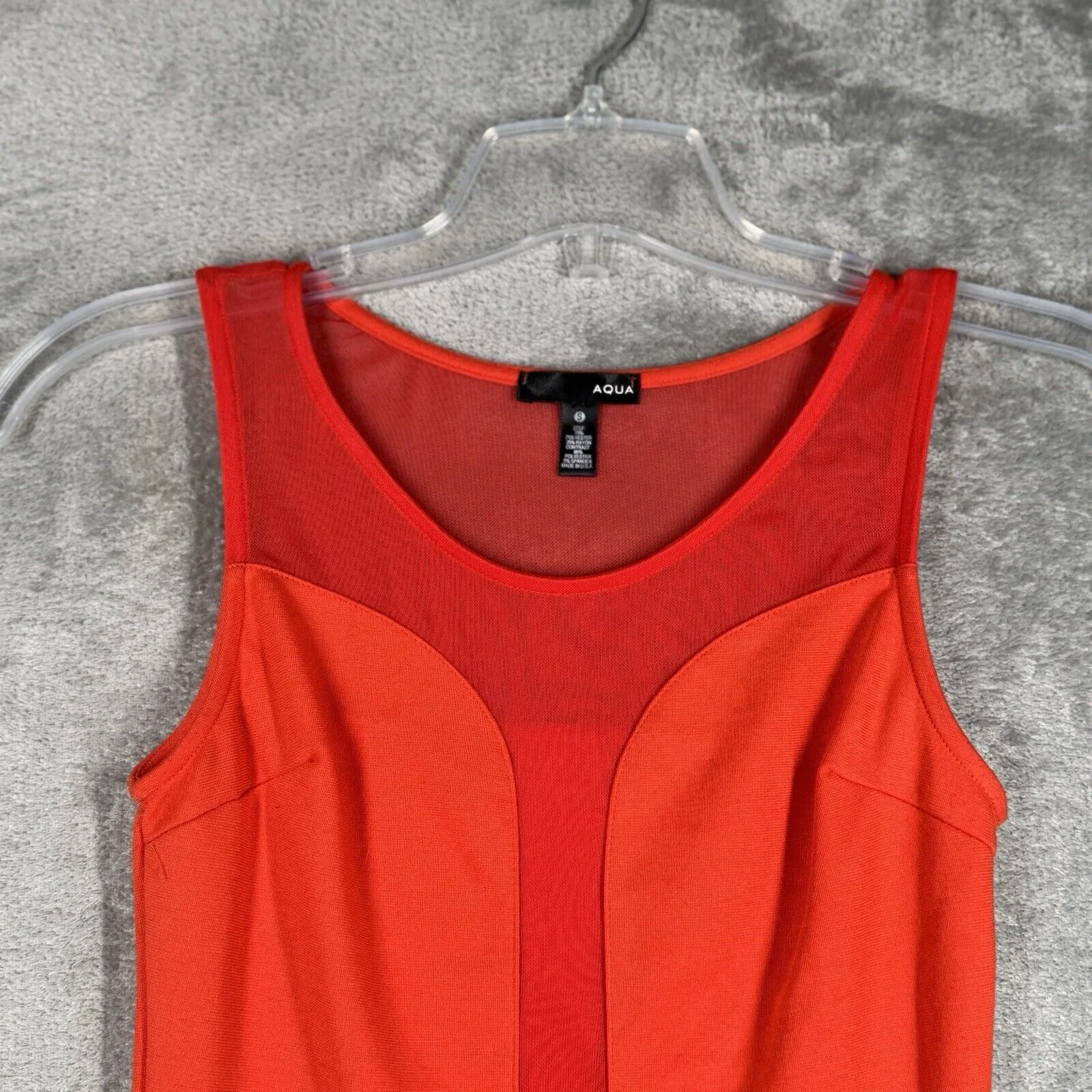 Aqua Shirt Womens Small Orange Peplum Top Sexy Chic Y2K Mesh Partywear Cocktails - Image 4