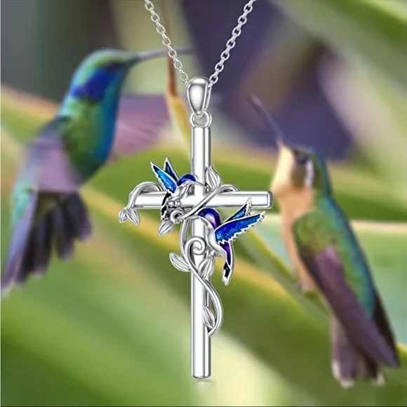 Hummingbird Gorgeous  Pendant Necklace Silver‎ Plated Faux Fashion Jewelry - Image 2