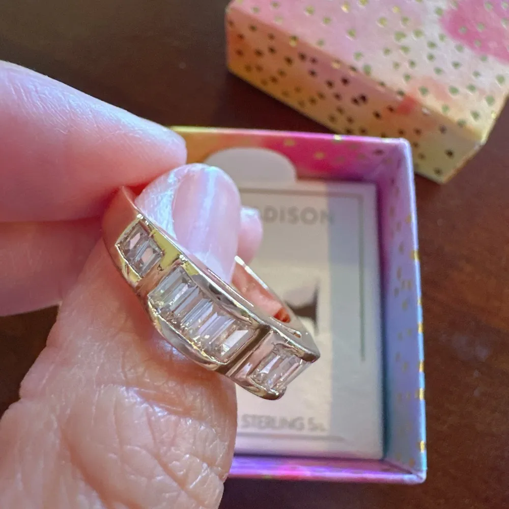 Emma Madison 18kt gold over sterling silver crystal diamonds embedded Ring Sz 9 - Image 7