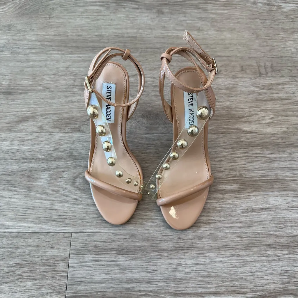 New Steve Madden Nude Studded Women's Heels, Size 5 - Image 2