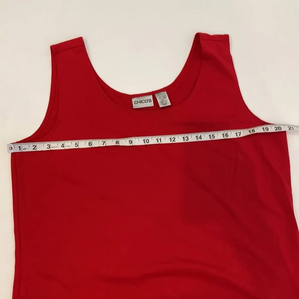 Chico’s Red Sleeveless Stretchy Tank Top EUC Sz XL Casual Nylon Spandex - Image 5