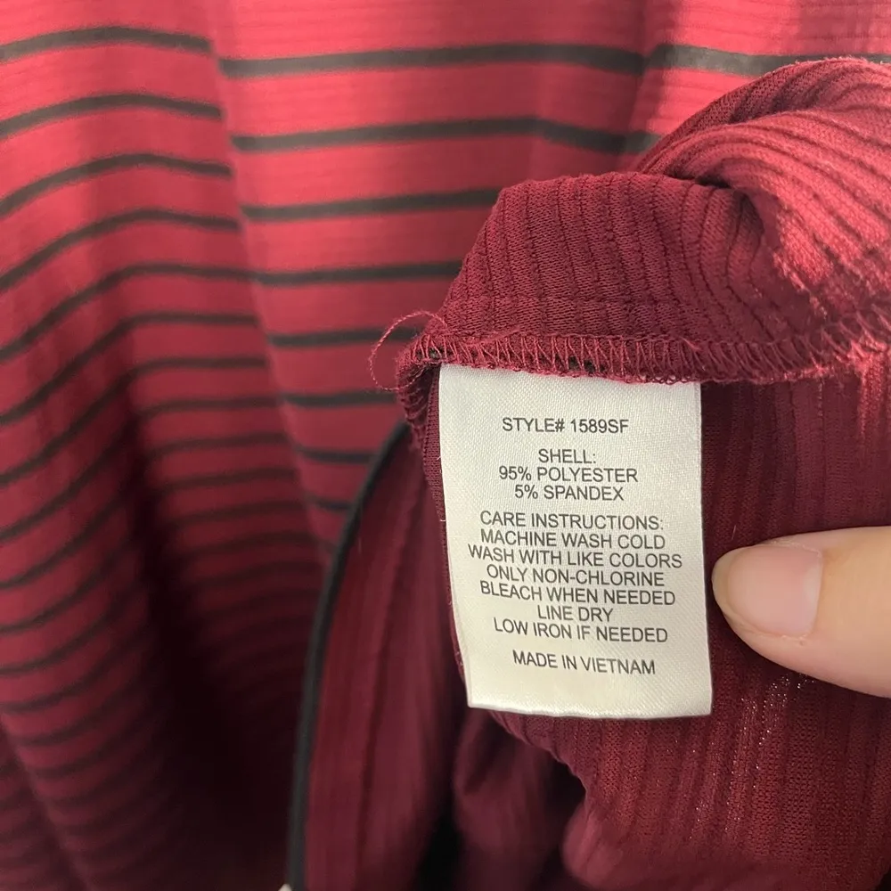 Anthropologie Hutch long sleeve burgundy/black striped Dress size M - Image 3