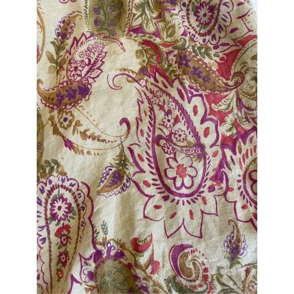 SK1 Vintage Lauren Ralph Lauren 100% Linen Paisley Skirt Size‎ 10 Medium - Image 6