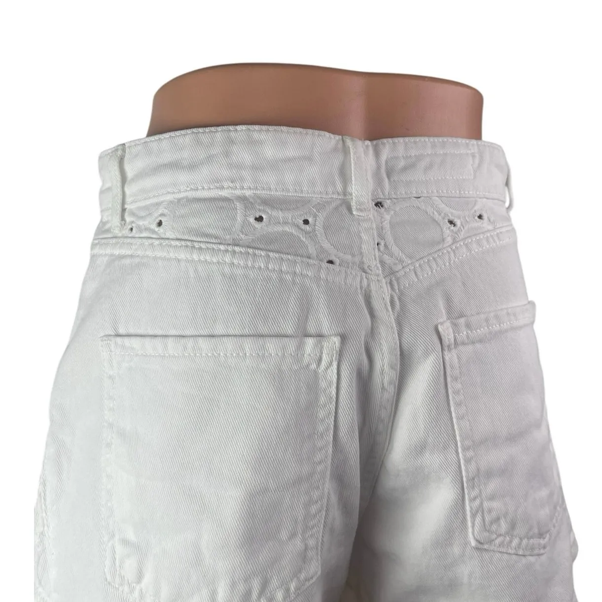 NEW Zara Women's White High Waisted Straight Y2k Mini Denim Jean Shorts Size 4 - Image 5