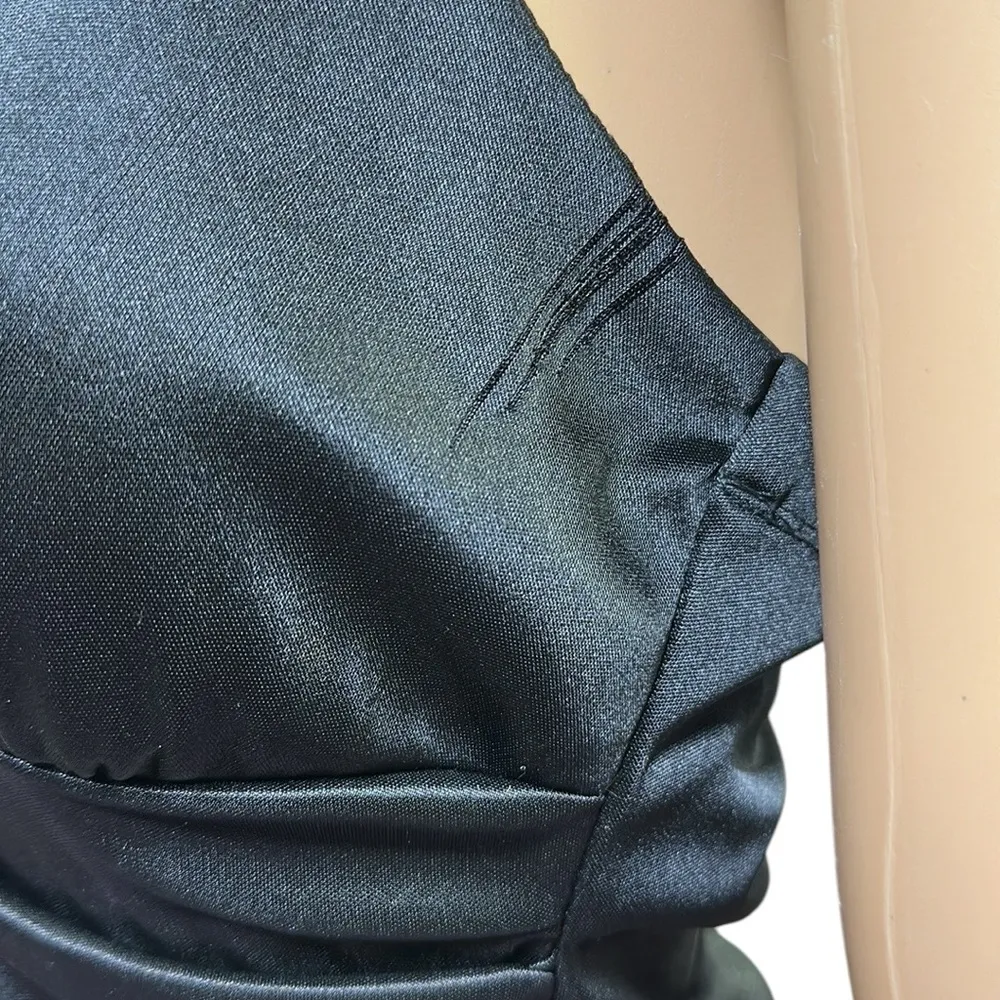 Speechless Black Pleated Satin Look Empire Waist Halter Dress Womens Medium - Image 15