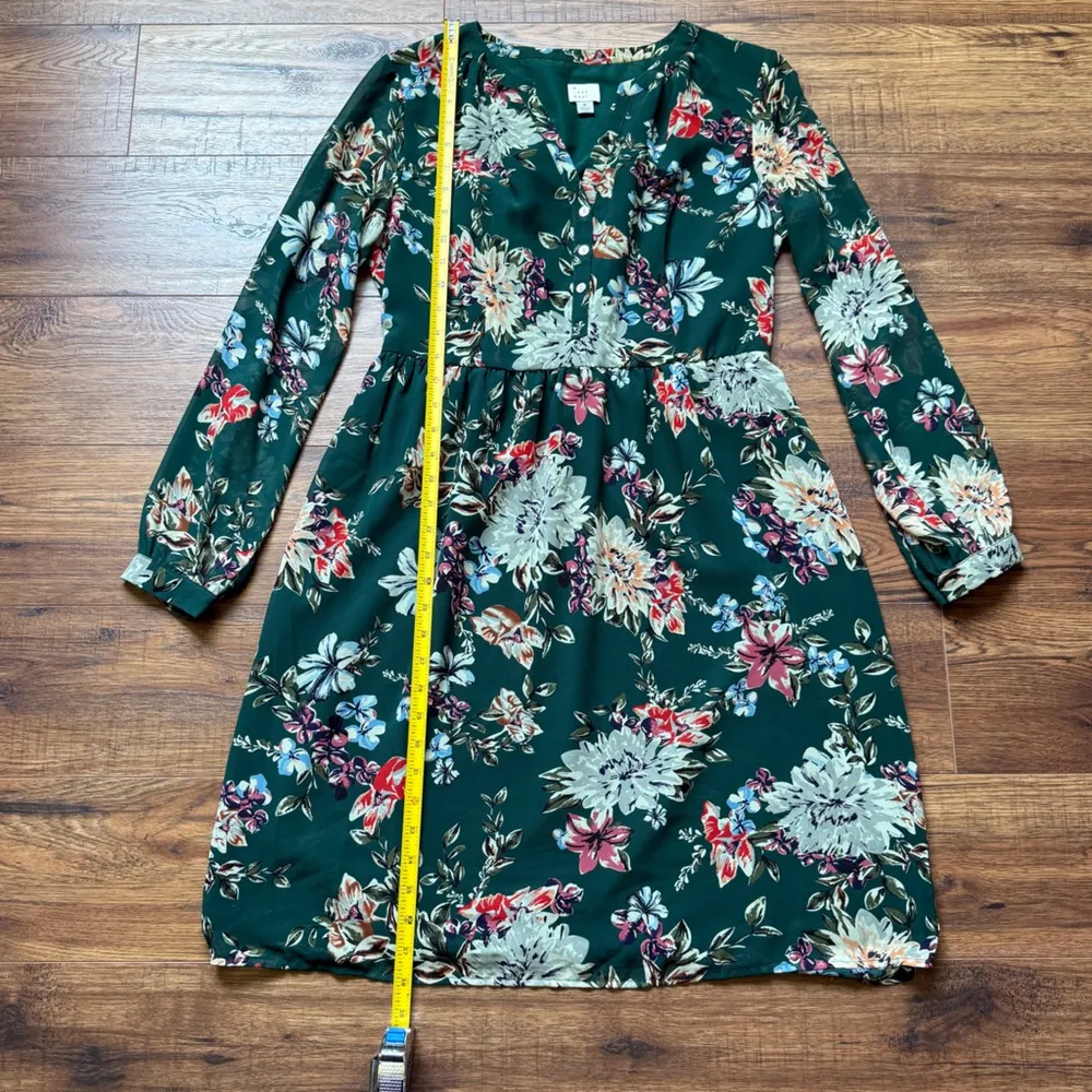 A New Day Women’s Green Floral Button Down Fit & Flare Dress Size Medium - Image 6