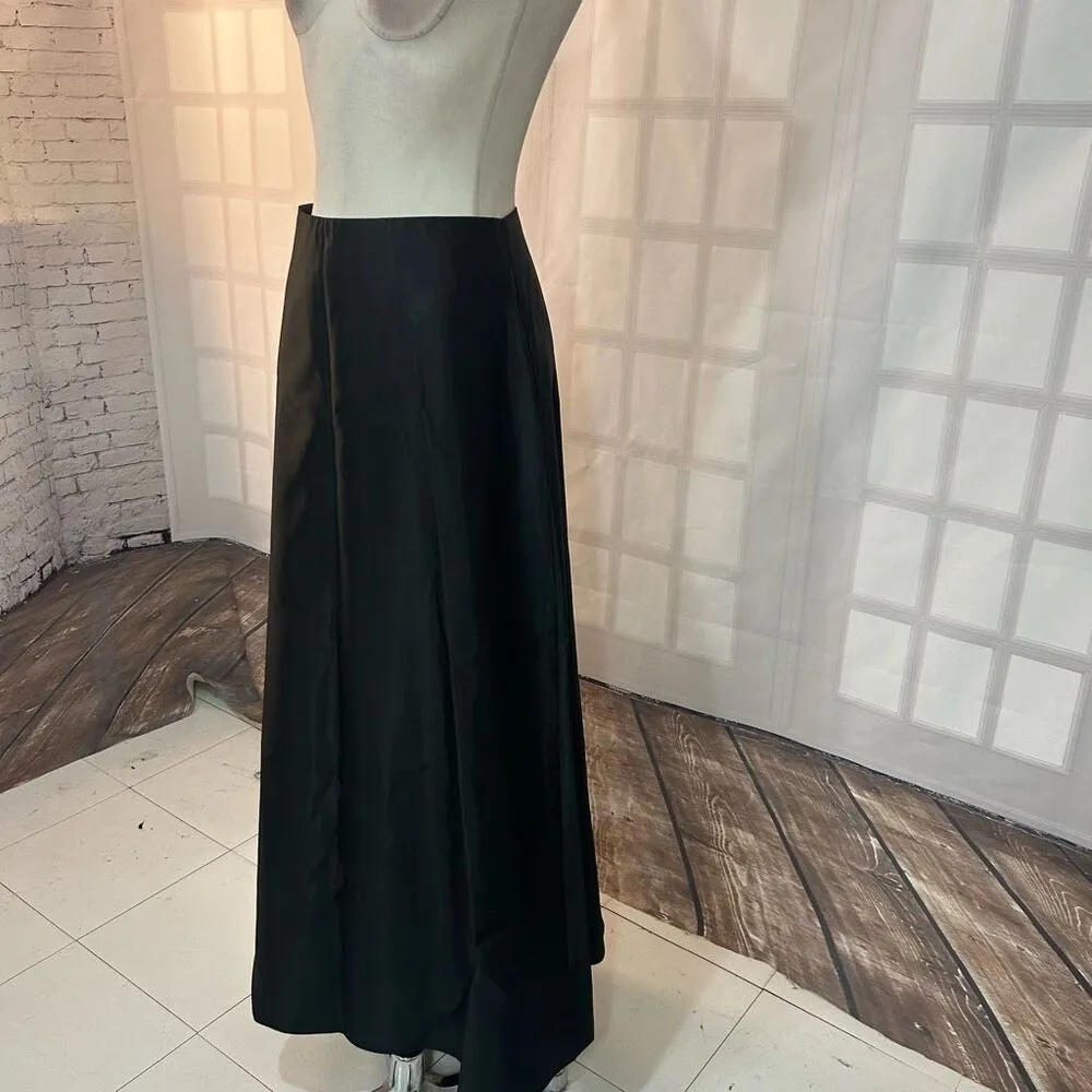 JS Collections Black satin dressy Full Length Maxi Skirt Size 4 - Image 3