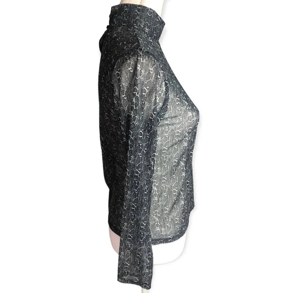 Eva Castillo Snake Print Mesh Long Sleeve Cowl Neck Top Size XL - Image 49