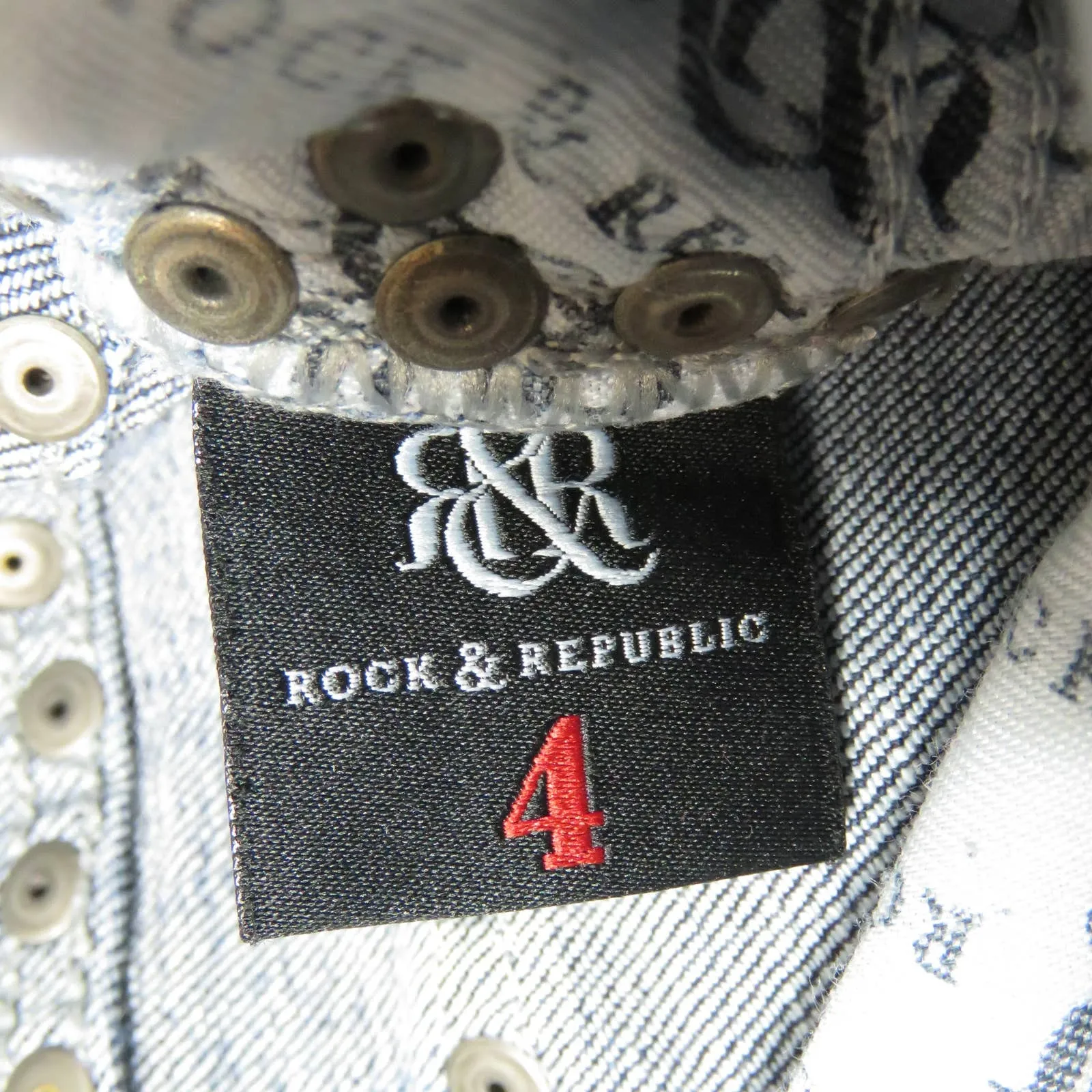 2000s Vintage Y2k Rock & Republic Square Rhinestone Bling Flared Jeans Size 4 - Image 9