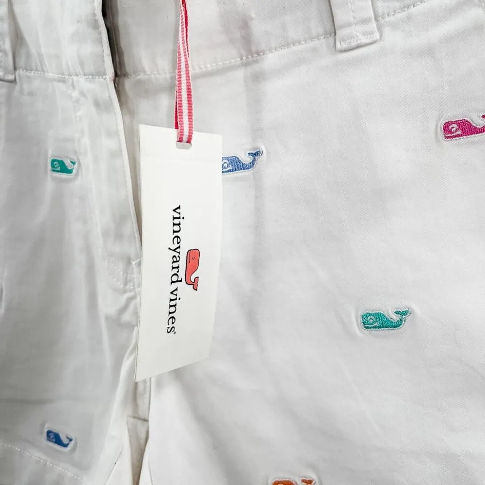 Vineyard Vines Whale Embroidered Every Day Shorts 3.5" Inseam White 0 - Image 4