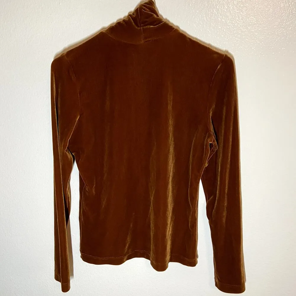 Sno Skins Sweater PlushTech Velvet Turtle Neck Long Sleeve Brown Medium - Image 7