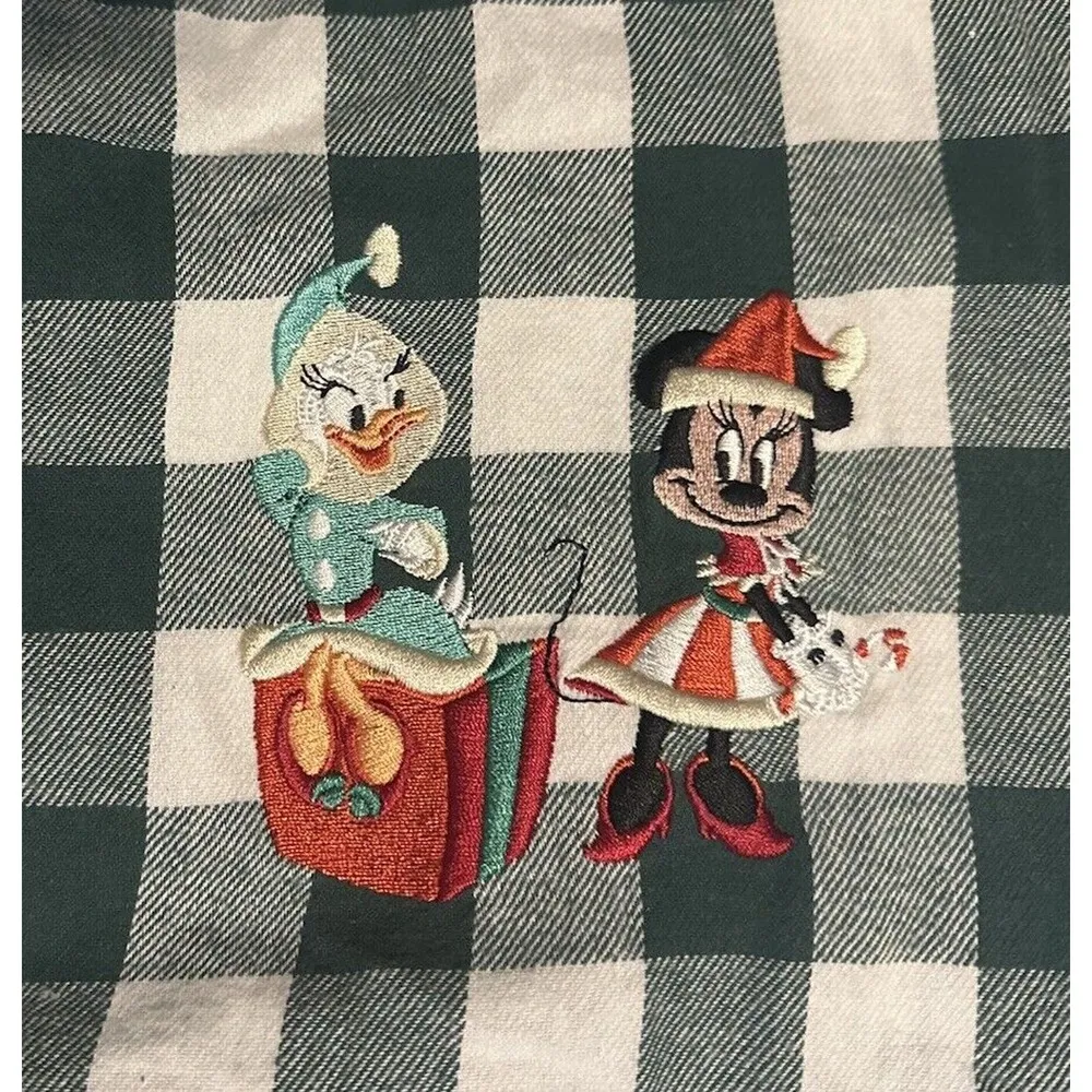 Disney Minnie & Daisy Holiday Green Plaid Flannel Christmas Pajamas Womens 3x - Image 13