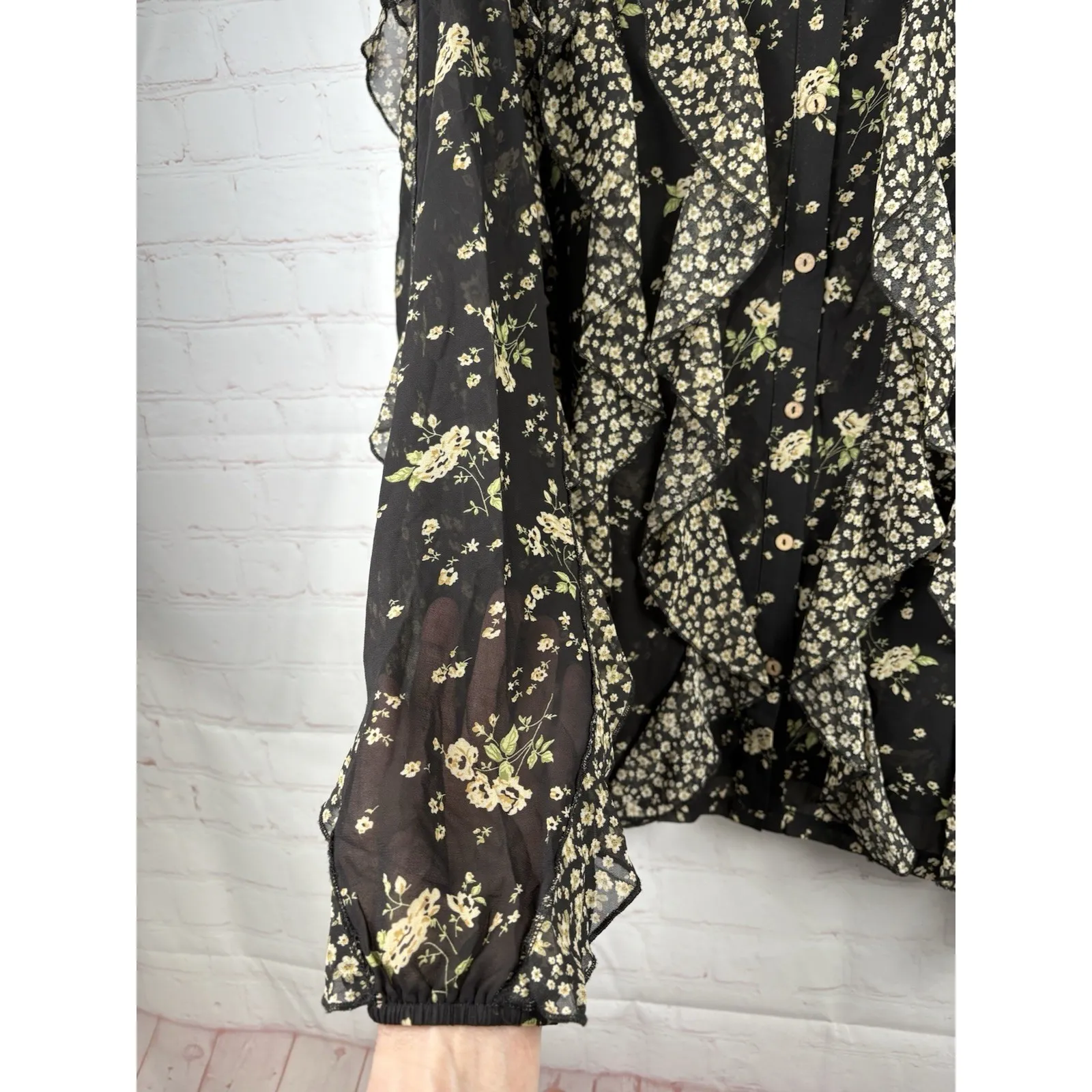 Fairy Peasant Blouse Boho Artsy Top Women's Size 3XL Long‎ Sleeve Ruffles - Image 5