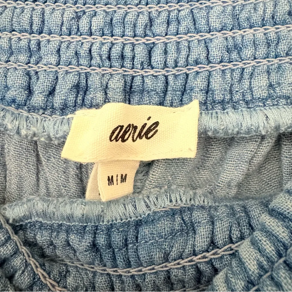 Aerie Gauzy High Waisted Pool Party Pant Slit Side Wide Leg Size M - Image 8