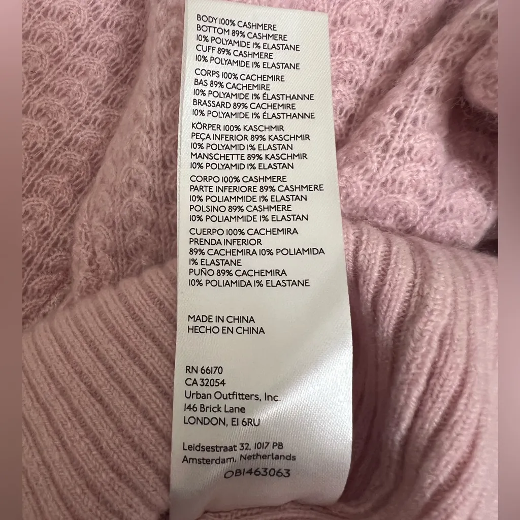 Anthropologie Maeve Raschelle Pointelle Knit Cashmere Cardigan Sweater Pink XL - Image 8