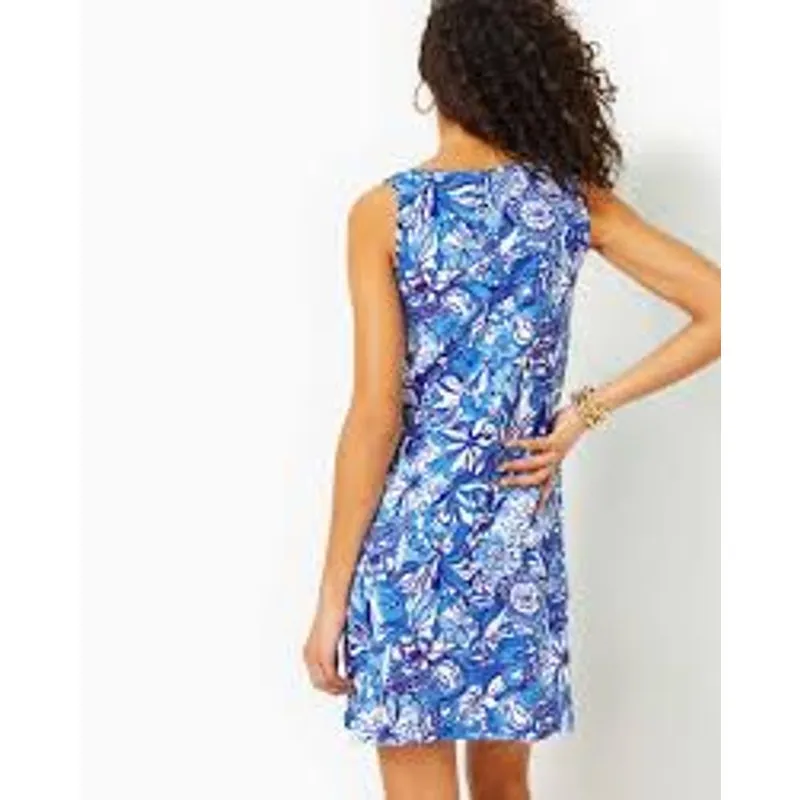 Lilly Pulitzer Lela Henley Tank Dress Womens Size Large Flocking Fabulous Blue - Image 3