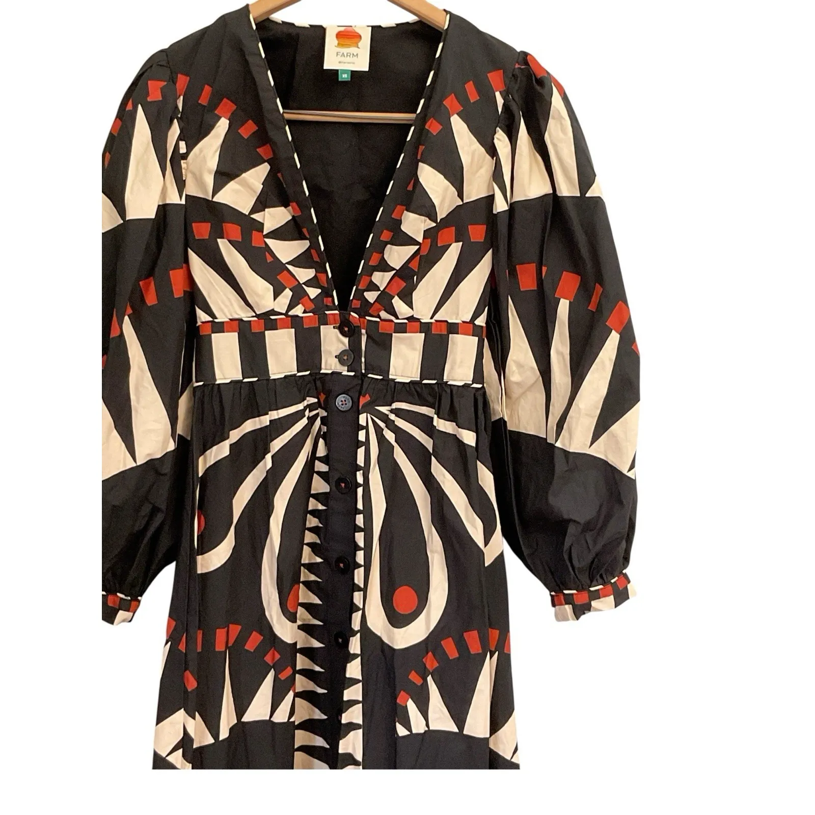 Farm‎ Rio Coconut Grove Puff-Sleeve V-Neck Maxi Dress XS - Image 4