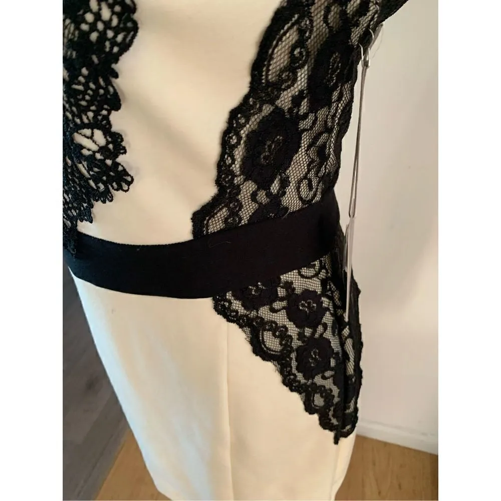 JLo Jennifer López white and black lace dress size 10 - Image 2