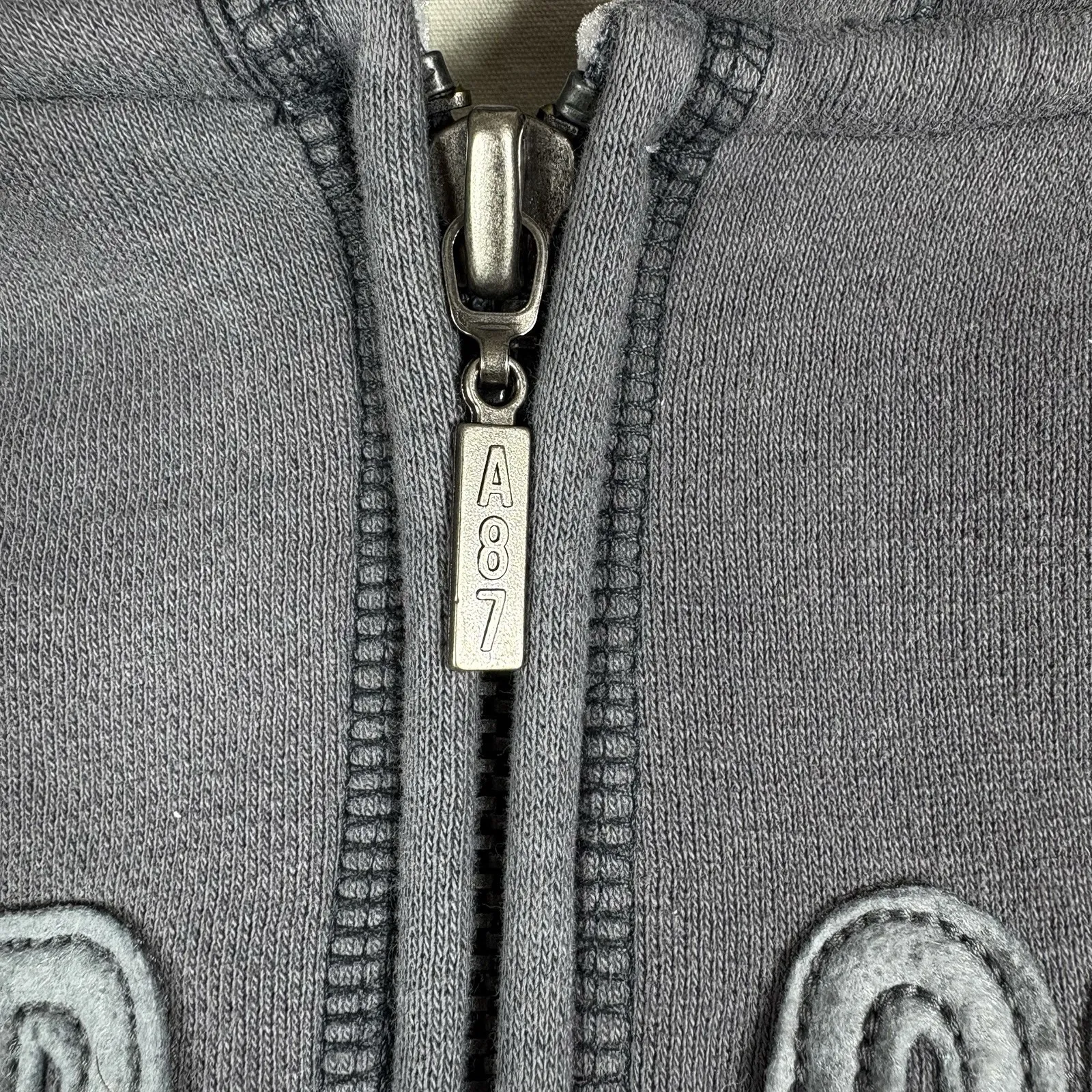 Aeropostale‎ Authentic Trademark Y2K Faux Fur Gray 1/2 Zip Up Hoodie XL Vintage - Image 4