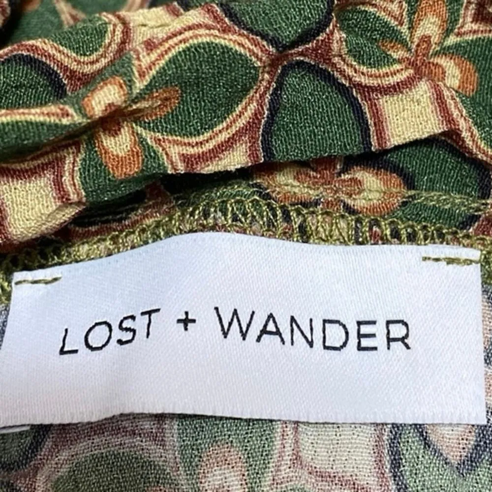 Lost + Wander Multicolor Floral Ruffle Puff Sleeve Tie Front Crop Blouse Top S - Image 3